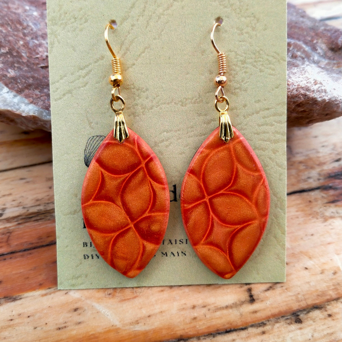 Boucles d'Oreilles "Soleil" - Argile Polymère Jaune Orange Crochets Dorés - Au Gré des Idées
