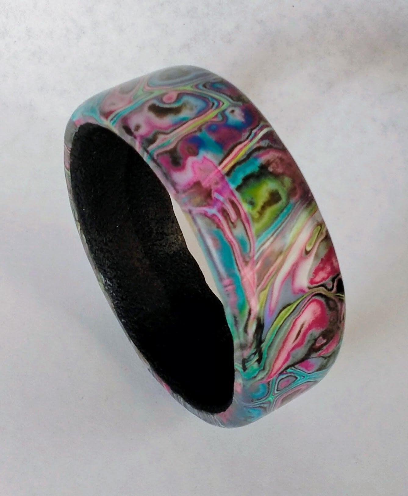 Bracelet "Mokume" - Argile Polymère Street Art Fait Main 3cm - Au Gré des Idées