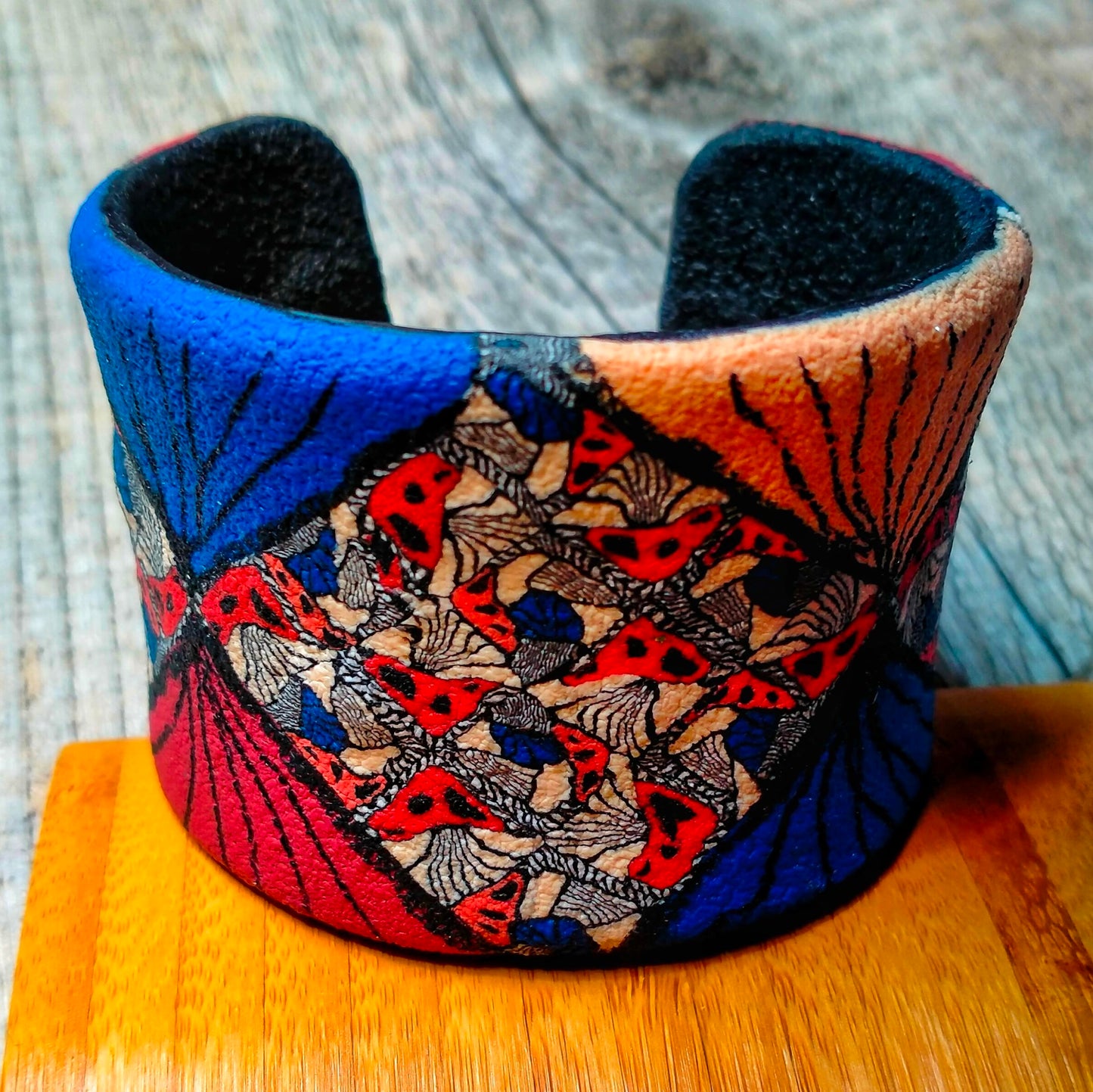 Bracelet "Zara" - Manchette Argile Polymère Motifs Africains Fermoir Aimanté