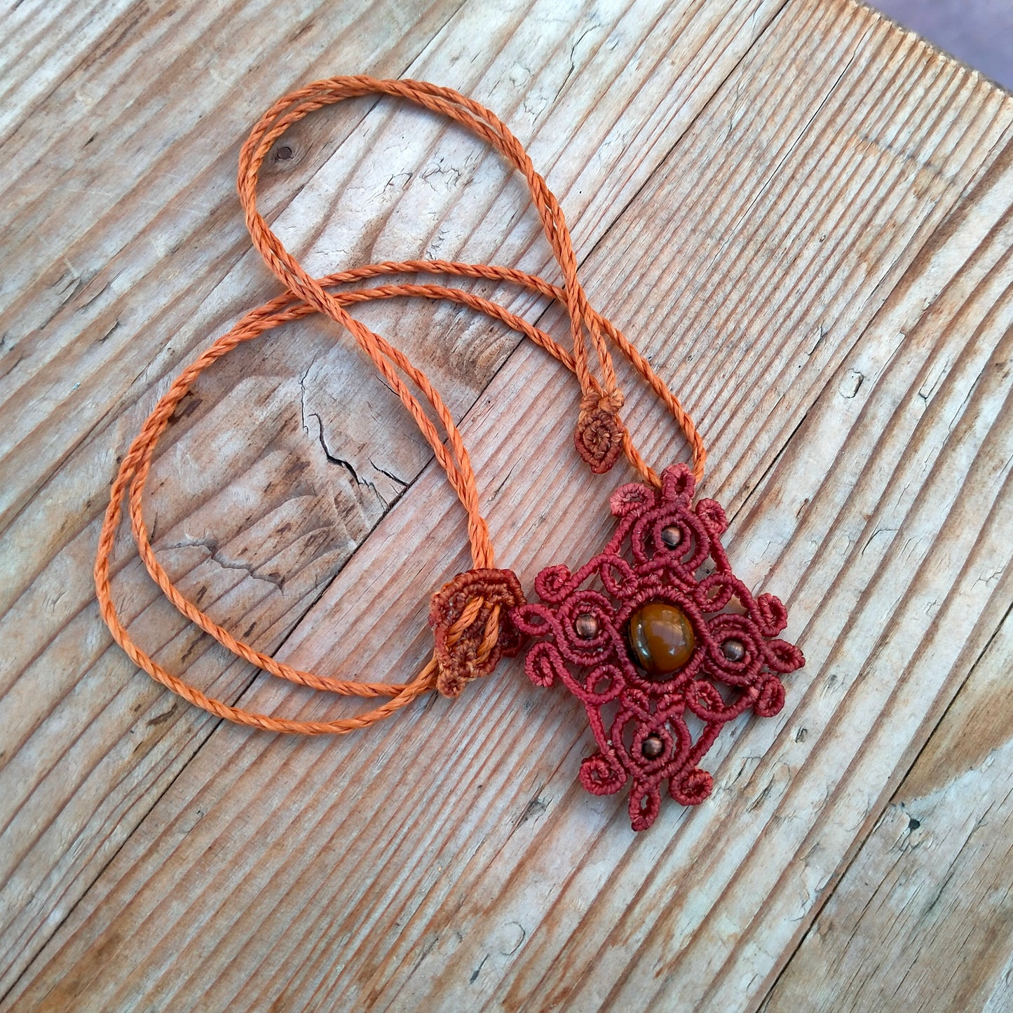 Collier "Fauve" Macramé Œil de Tigre - Pierre Naturelle