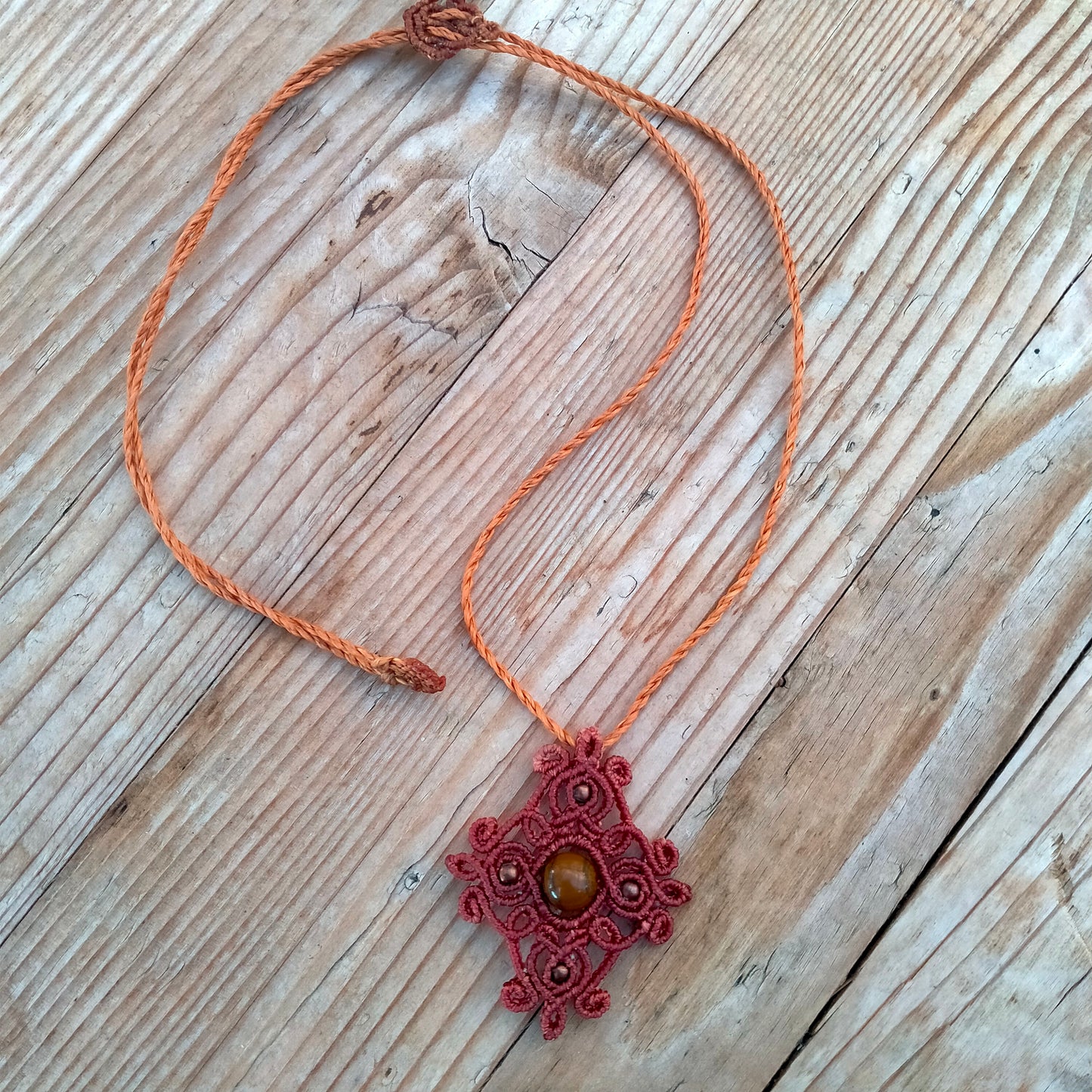 Collier "Fauve" Macramé Œil de Tigre - Pierre Naturelle