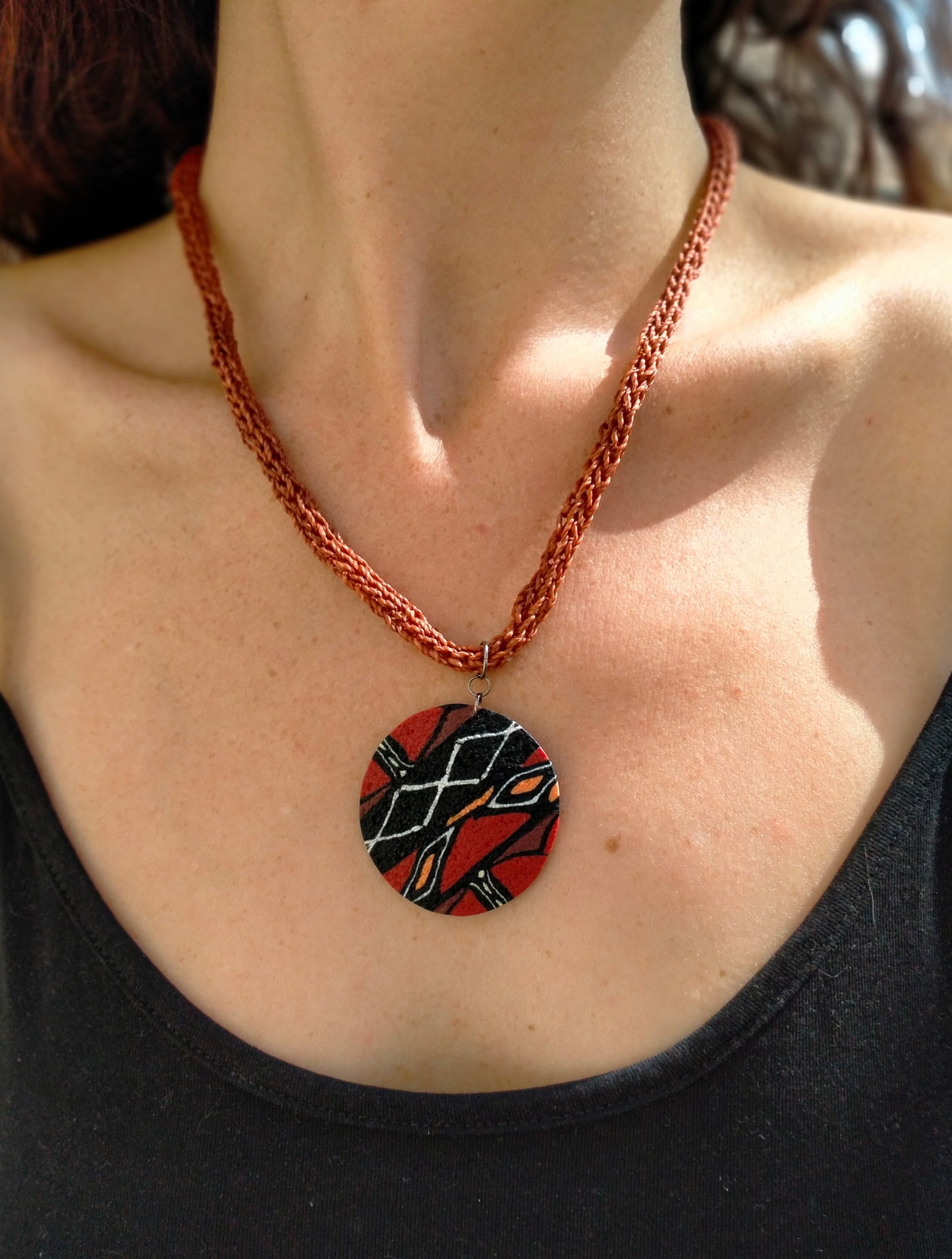 Collier "Lagos" - Pendentif Inspiration Africaine - Macramé Artisanal