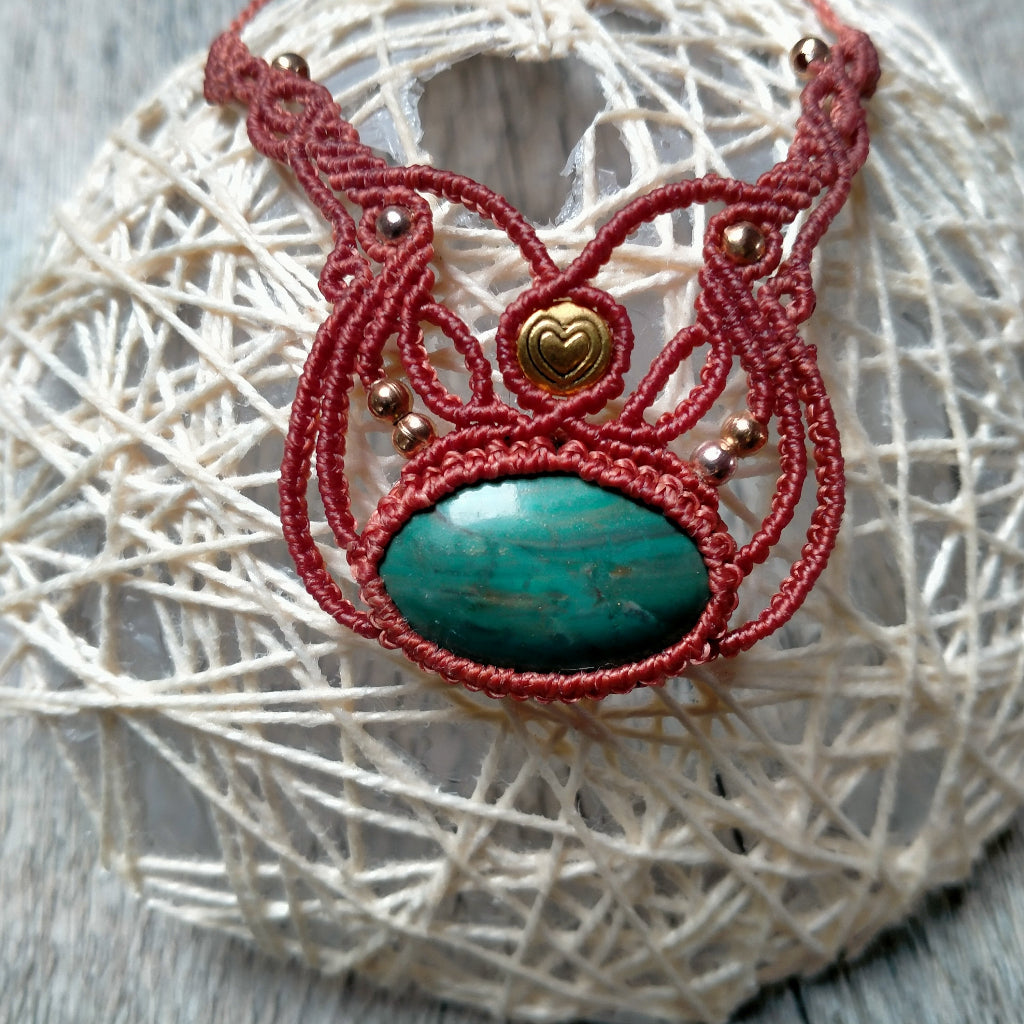 Collier "Jade" - Pendentif Argile Polymère Vert Turquoise