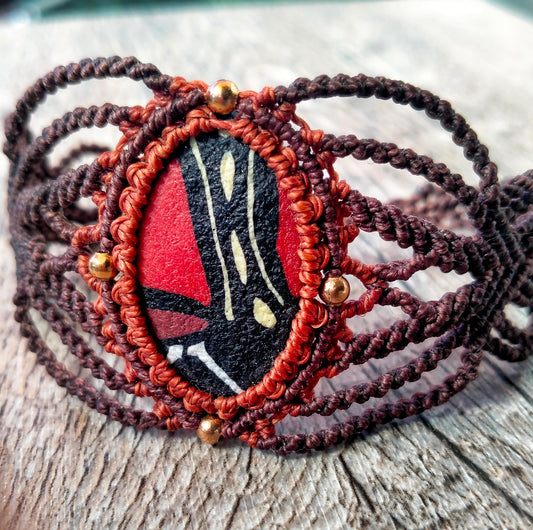 Bracelet "Baobab" - Manchette Macramé Chocolat Acajou Inspiration Africaine