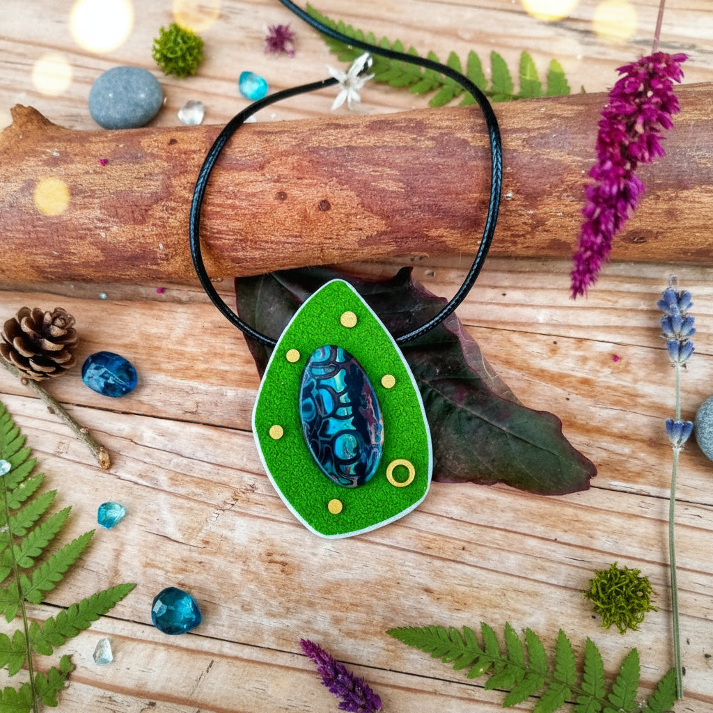 Collier "Olivia" - Pendentif Polygonal Argile Polymère - Au Gré des Idées