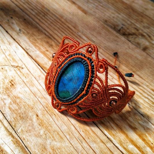 Bracelet "Nova" - Macramé Ambre Bleu Orage