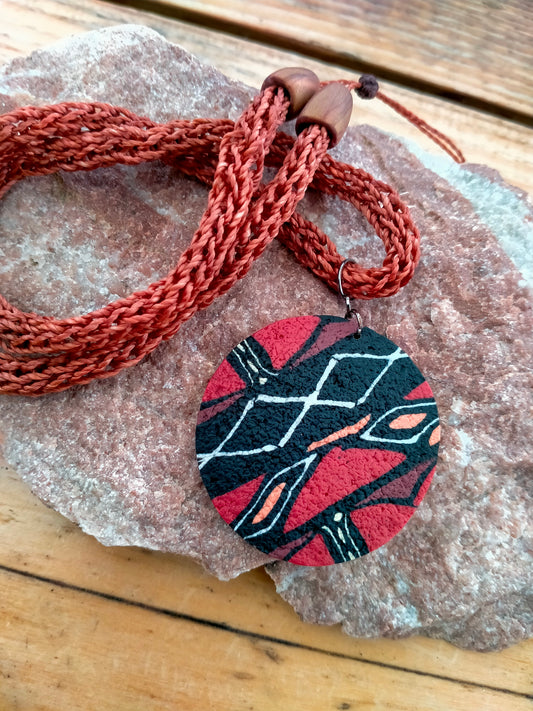 Collier "Lagos" - Pendentif Inspiration Africaine - Macramé Artisanal