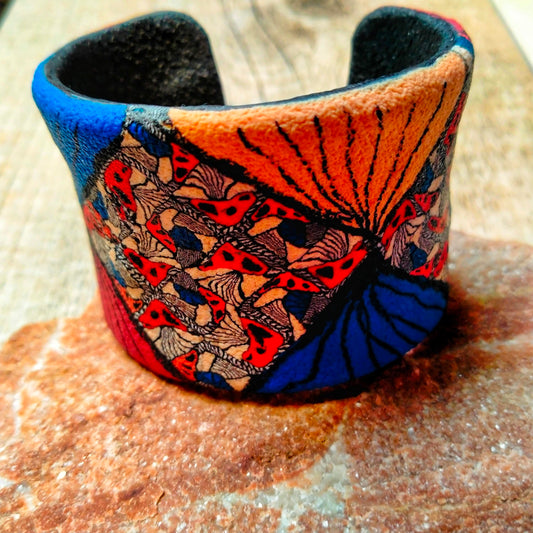 Bracelet "Zara" - Manchette Argile Polymère Motifs Africains Fermoir Aimanté