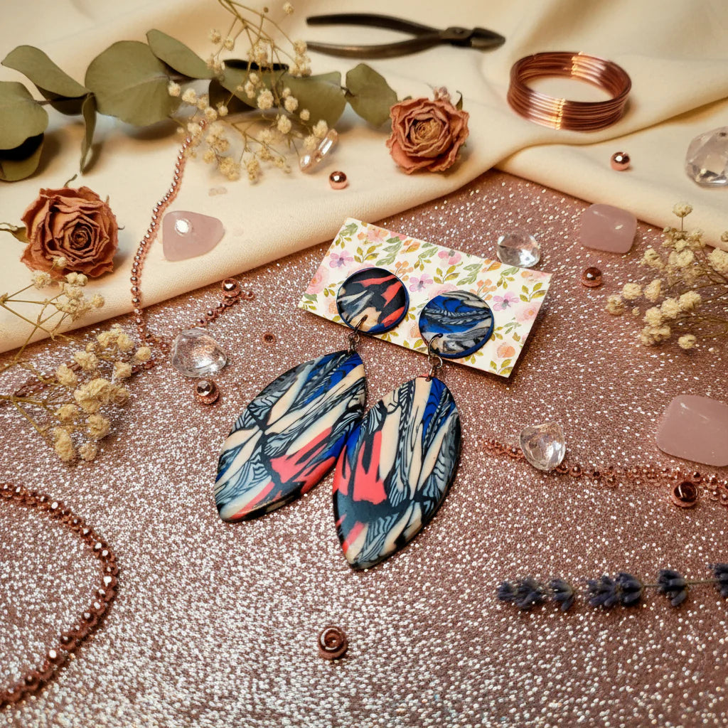 Boucles d'Oreilles "Amara" - Argile Polymère Motifs Africains