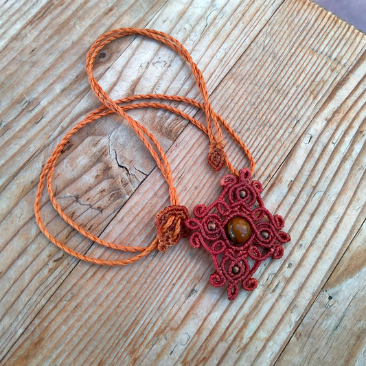 Collier "Fauve" Macramé Œil de Tigre - Pierre Naturelle