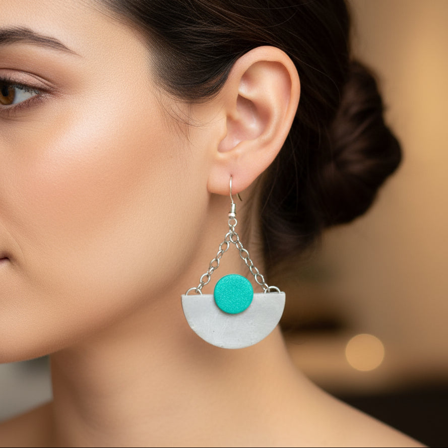 boucles d'oreilles "Céleste" béton et vert