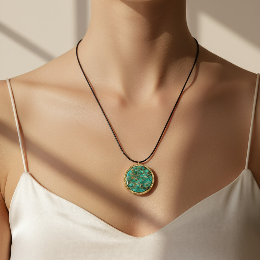 Collier "Naïma" - Pendentif Turquoise Fait Main