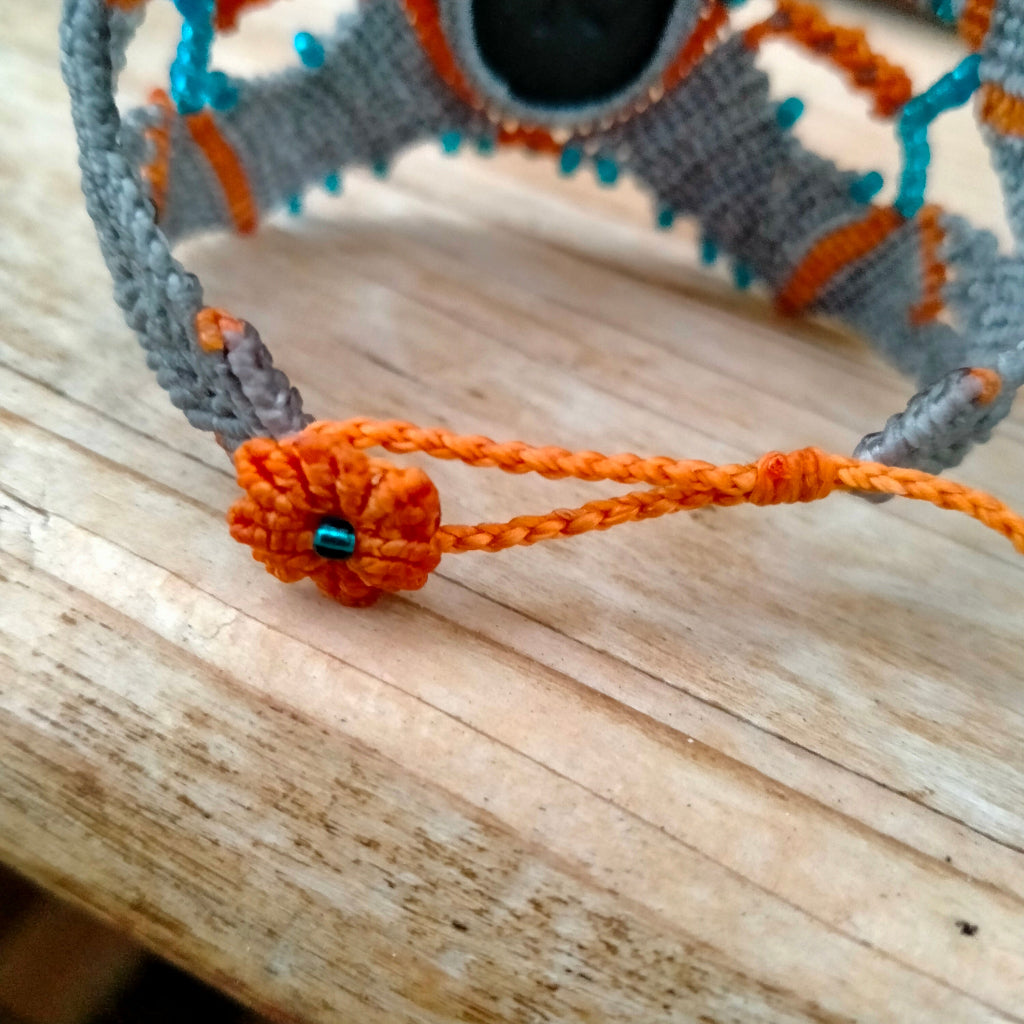 Bracelet "Océane" - Macramé Gris Topaze Turquoise