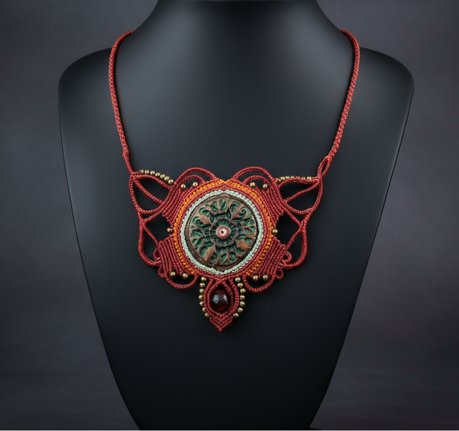 collier plastron macramé