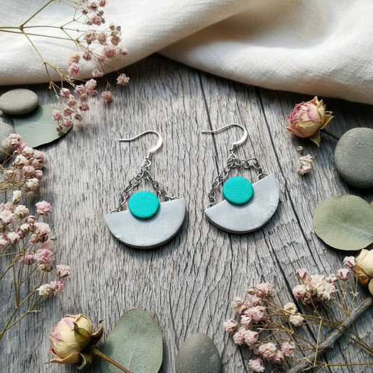 boucles d'oreilles "Céleste" béton et vert